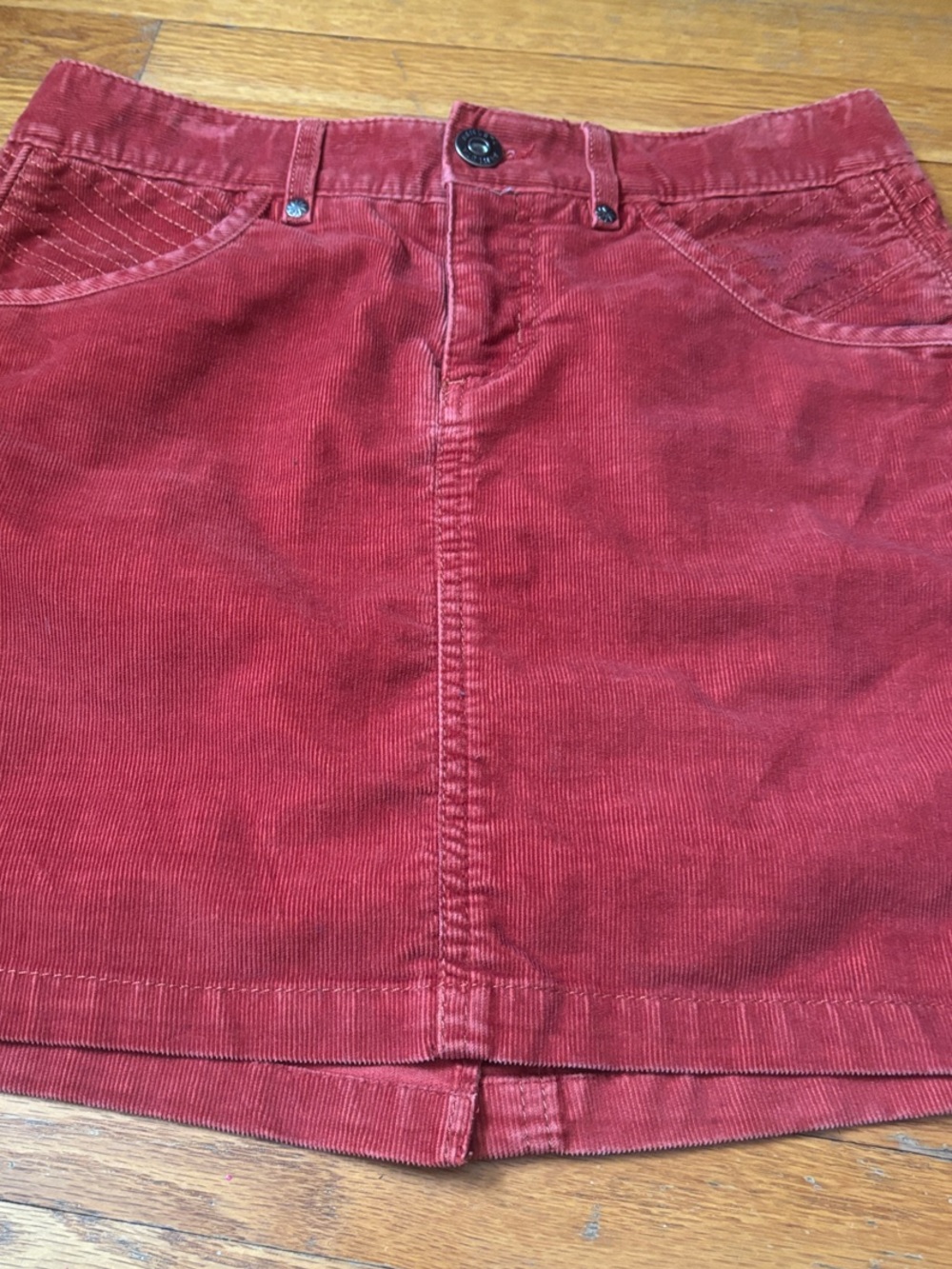 Athleta Red Corduroy Mini Skirt with Front Seam